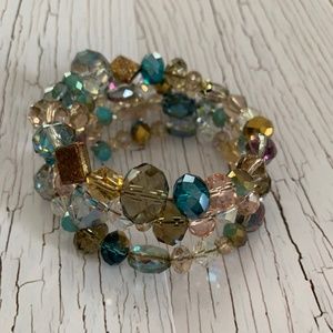 Handmade Crystal Bead 3-Wrap Bracelet